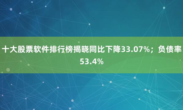 十大股票软件排行榜揭晓同比下降33.07%；负债率53.4%